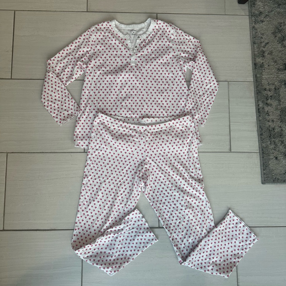 Roller Rabbit White and Pink Pajama Set with Hearts